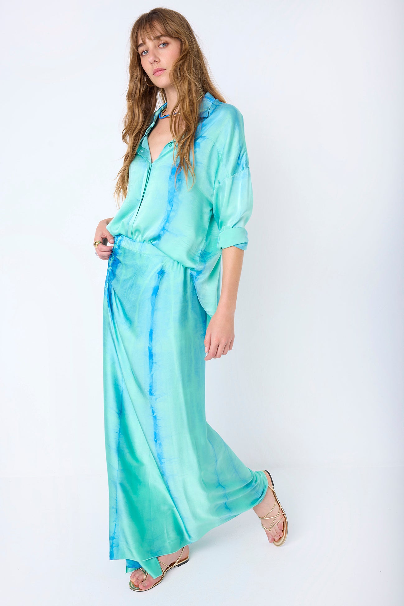 LONG SKIRT SILK BICOLOR