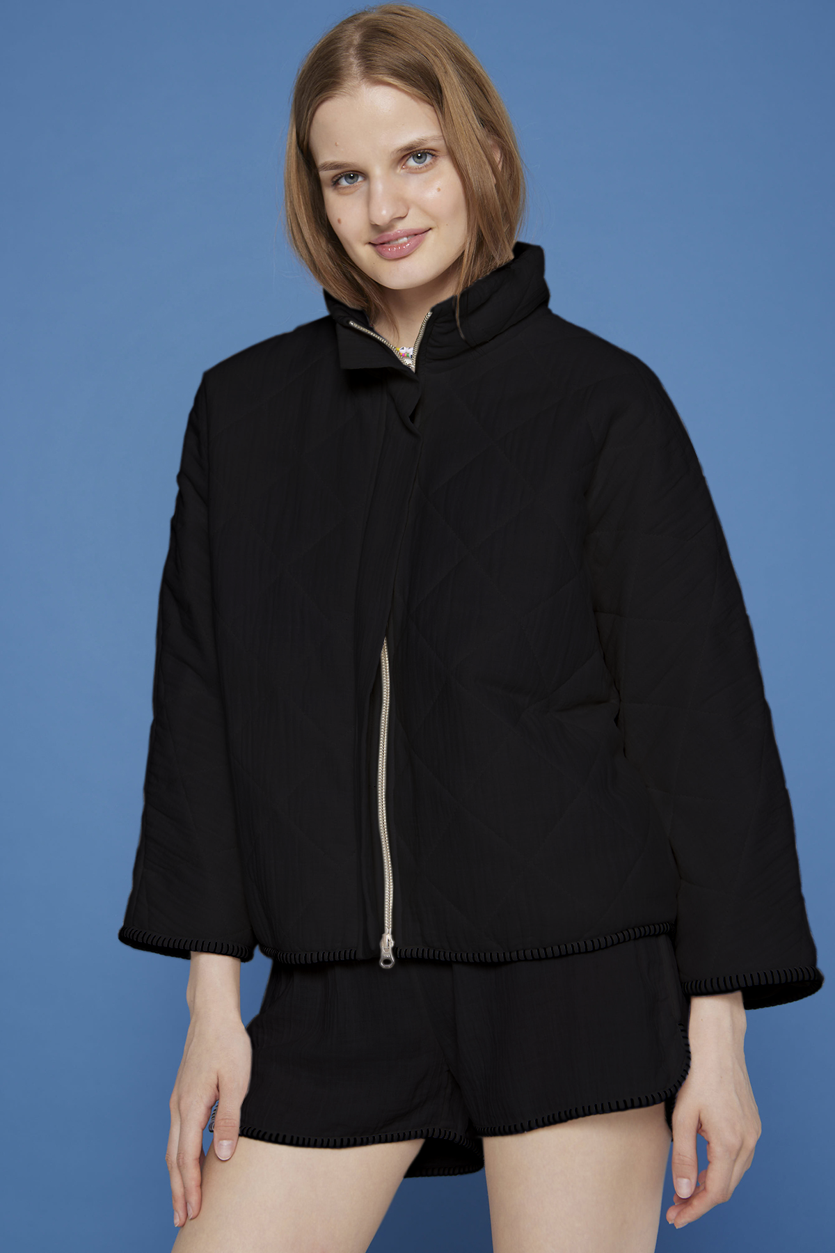 Jacket Quilted Cotton Negro, M
