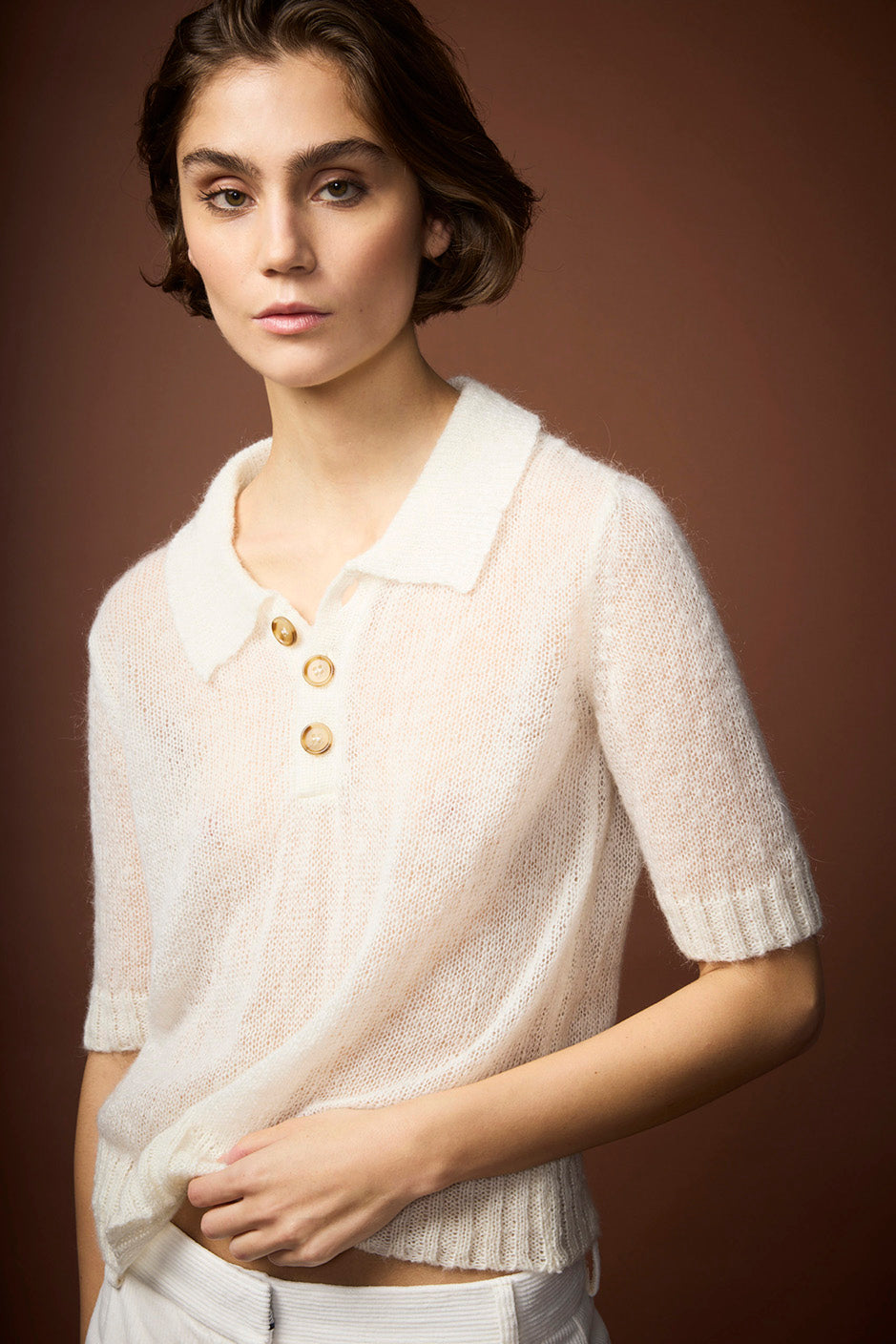 AUDREY POLO MOHAIR KNIT