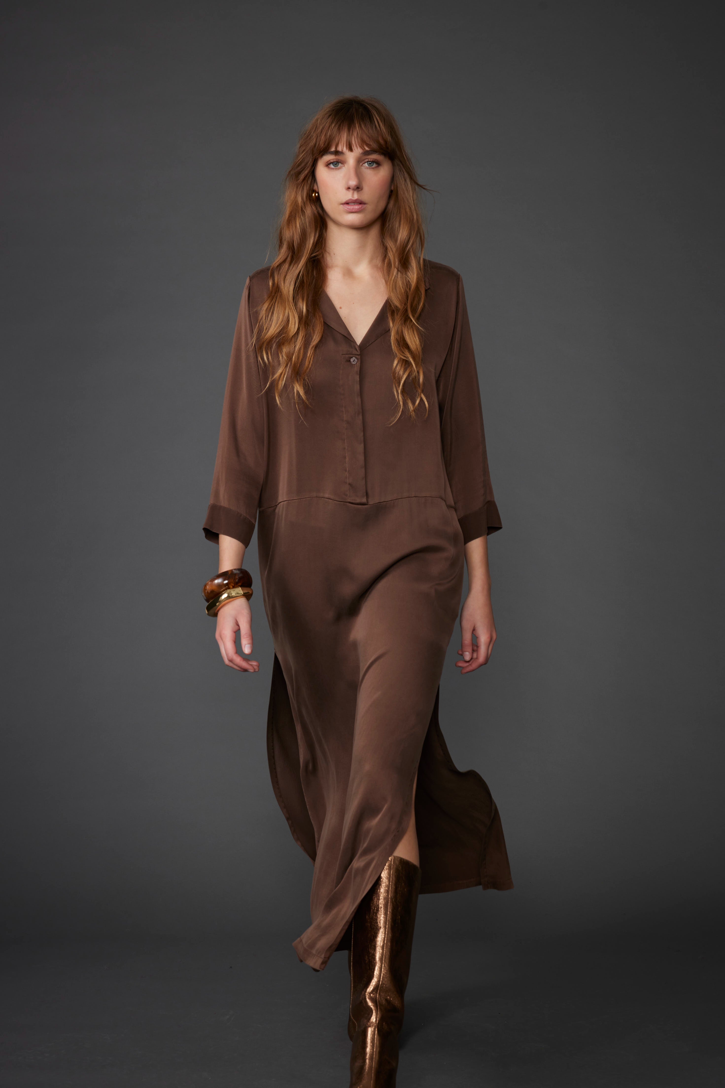 LONG DRESS COMBI SILK