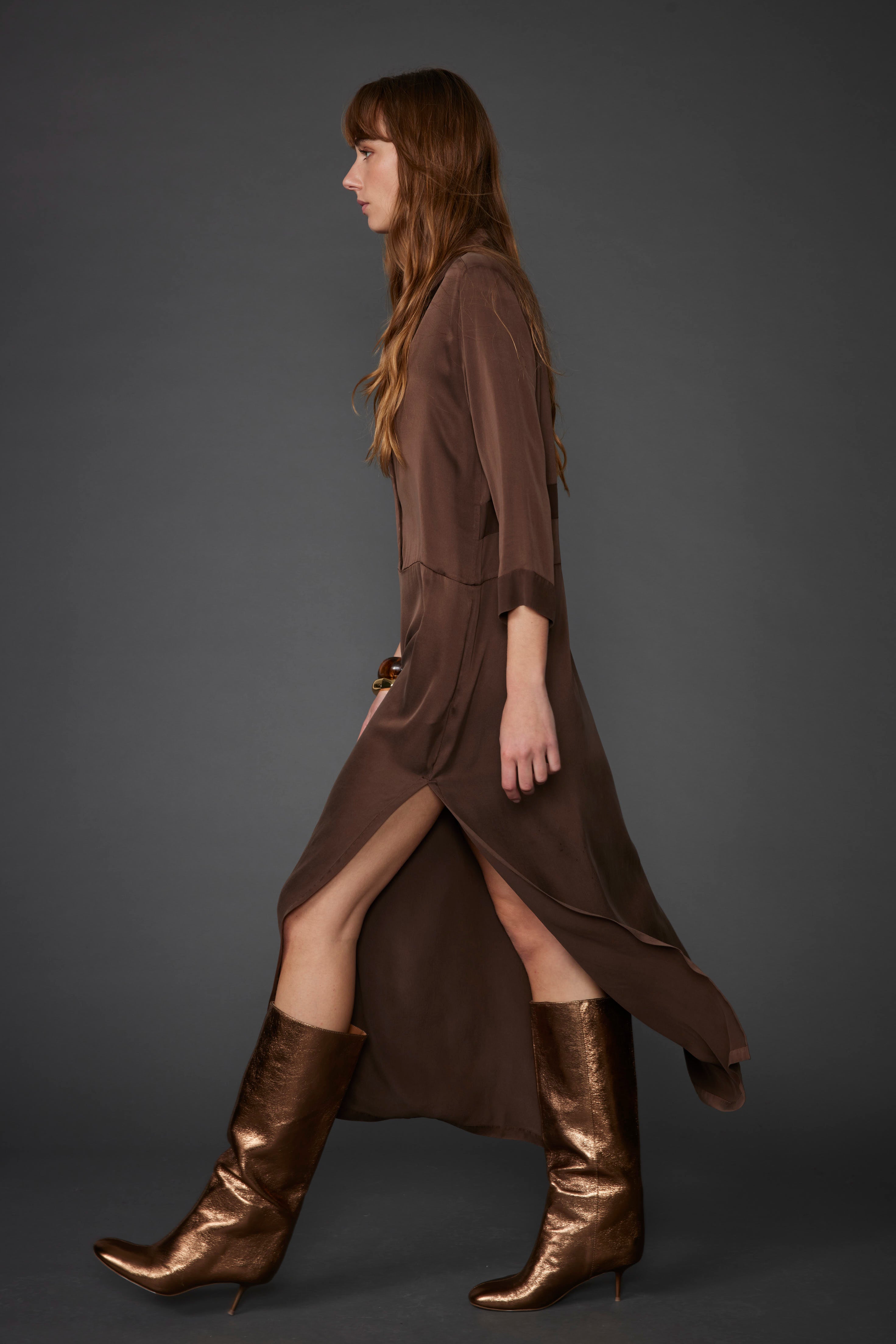 LONG DRESS COMBI SILK